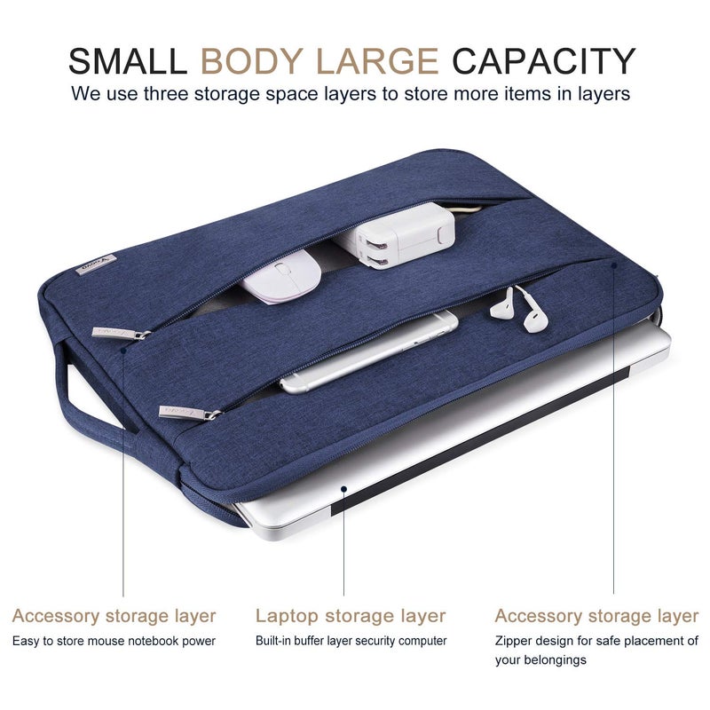 Voova 15.6 16 Inch Laptop Sleeve Case Compatible with MacBook Pro 16 M1/M2/M3/M4 Max 2019-2025, 15.6-16â€ Hp Lenovo Acer Asus, Waterproof Slim Computer Bag Cover with Handle, Blue - Image 2
